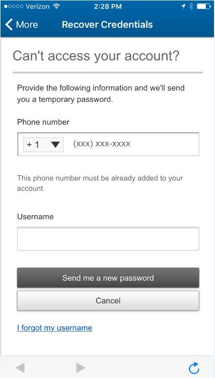 recovering credentials screenshot screenshot of recovering credentials when you can't access your account