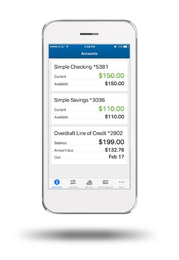 Floating smart phone graphic with the seacoastbn.com mobile banking app on screen